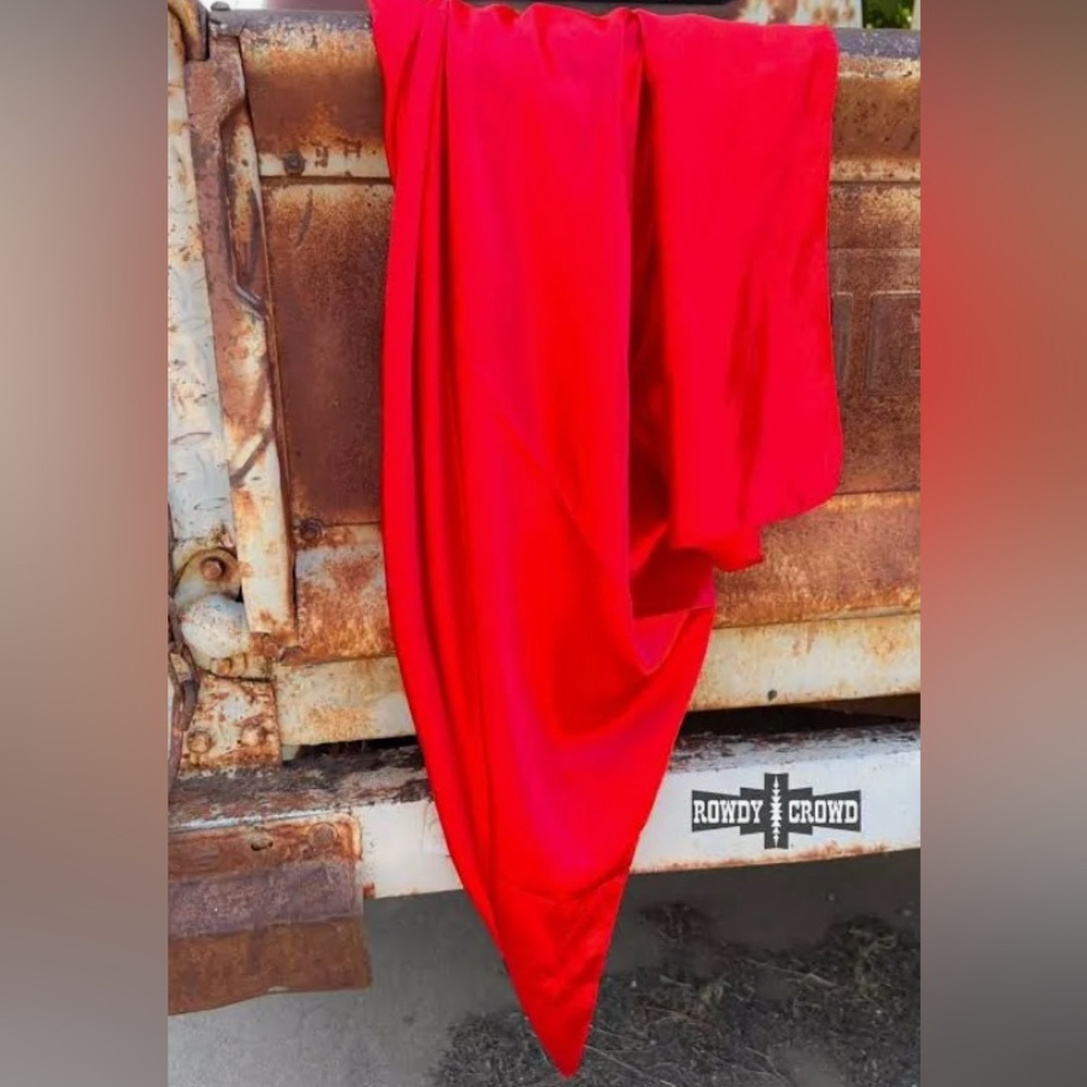 ♥️♥️ Rowdy Crowd Western Solid Red Wild Rag Scarf  Cowgirl Cowboy ♥️♥️